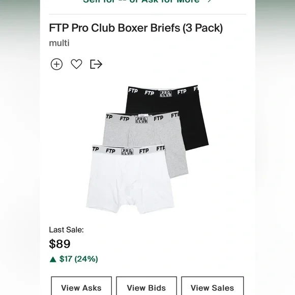 FTP + PRO CLUB 3 PACK BOXER BRIEFS S 下着・アンダーウェア FTP +